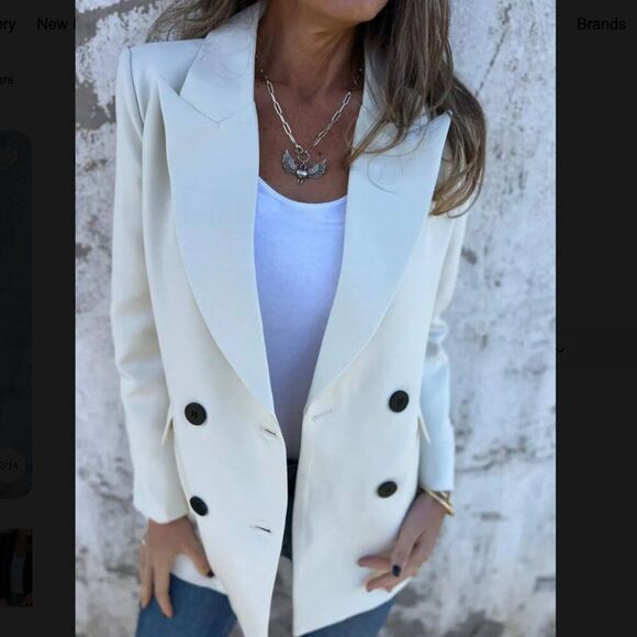 NWT Full Size Collared Neck Long Sleeve Blazer in IVORY - med - Picture 3 of 4